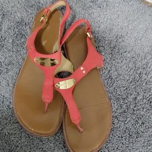 Michael Kors Red and Tan Sandals